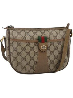GUCCI GG Supreme Web Sherry Line Bag PVC Beige Gold 89 02 032